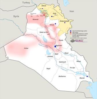 Map of IS occupation in Iraq as of August 7 2014. 