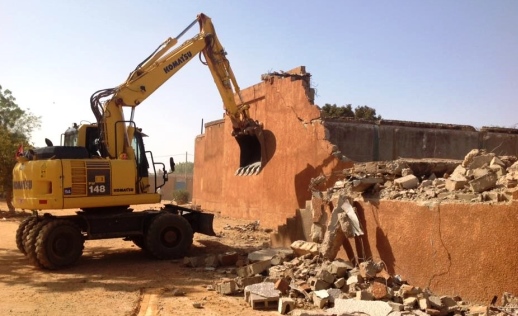 Demolishing Boukoki's EERN church, damaged in the anti-Charlie' riots in 2015, ahead of its rebuilding